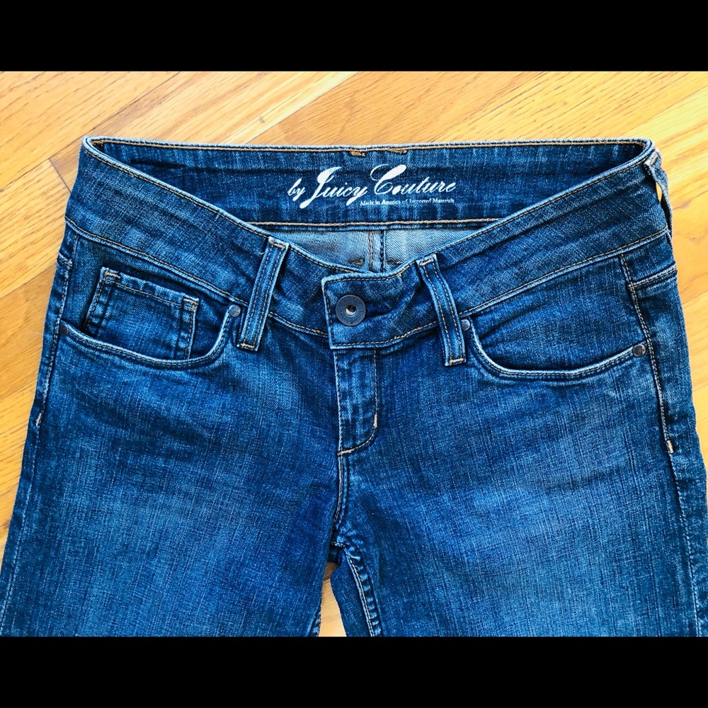 Rare vintage Juicy Couture Blue ‘Cara’ Wide Leg/ Flare Jeans sz 27 - Picture 3 of 6
